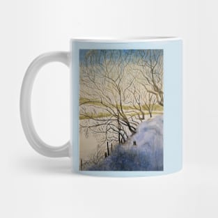 Trees in winter landscape watercolour painting Mug